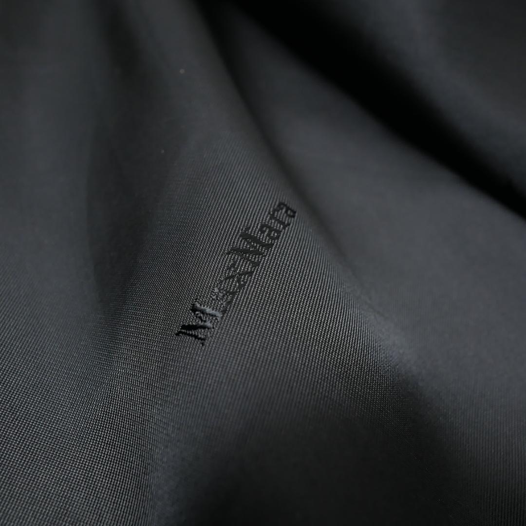 美品【マックスマーラ】カシミヤ混 ベルテッドコート ダブル 36 黒 ロング丈