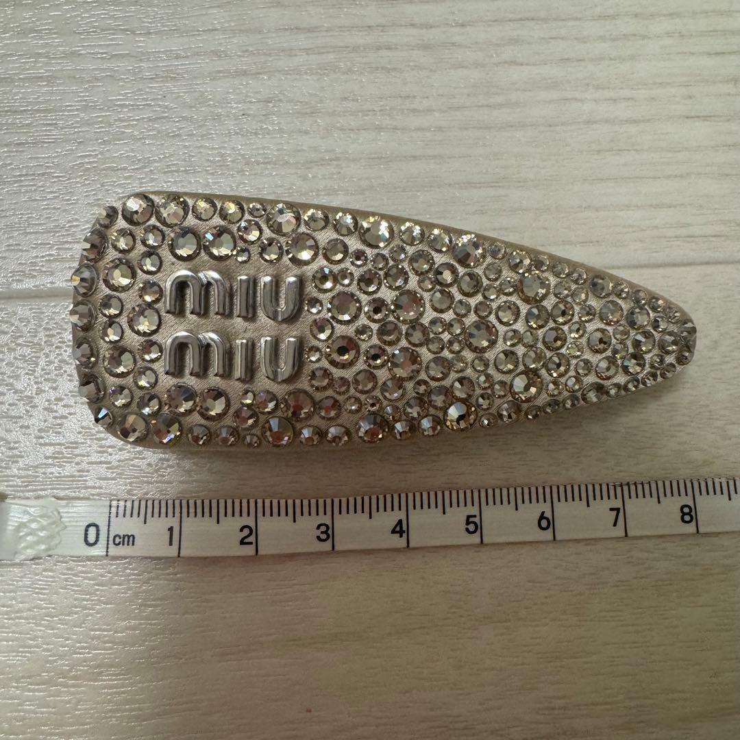 未使用☆正規品 希少 MIUMIU ストーン付き　サテンクリスタルヘアクリップ