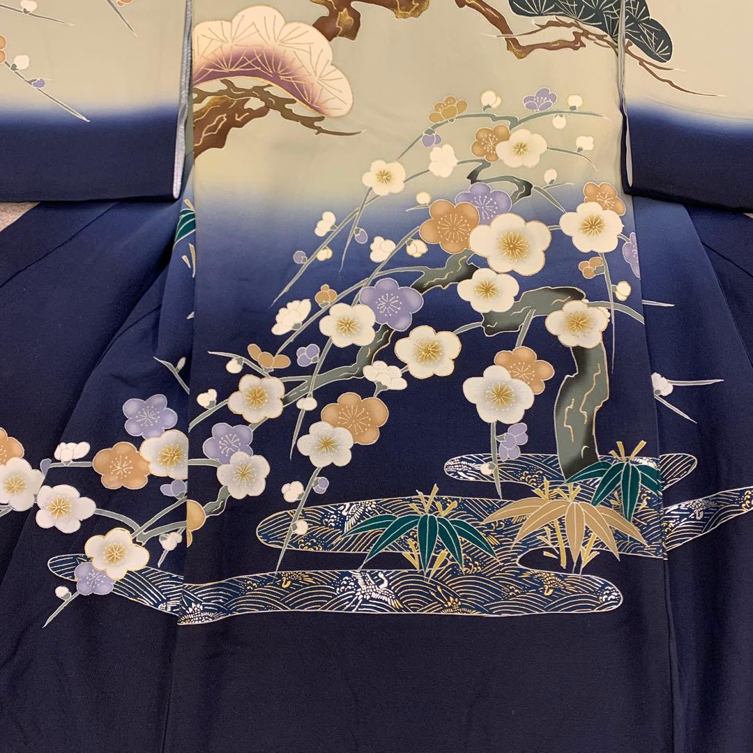 有名店在庫　最高級新品正絹産着（祝着）京友禅手描き美術、特撰祝い松竹梅流水古典文