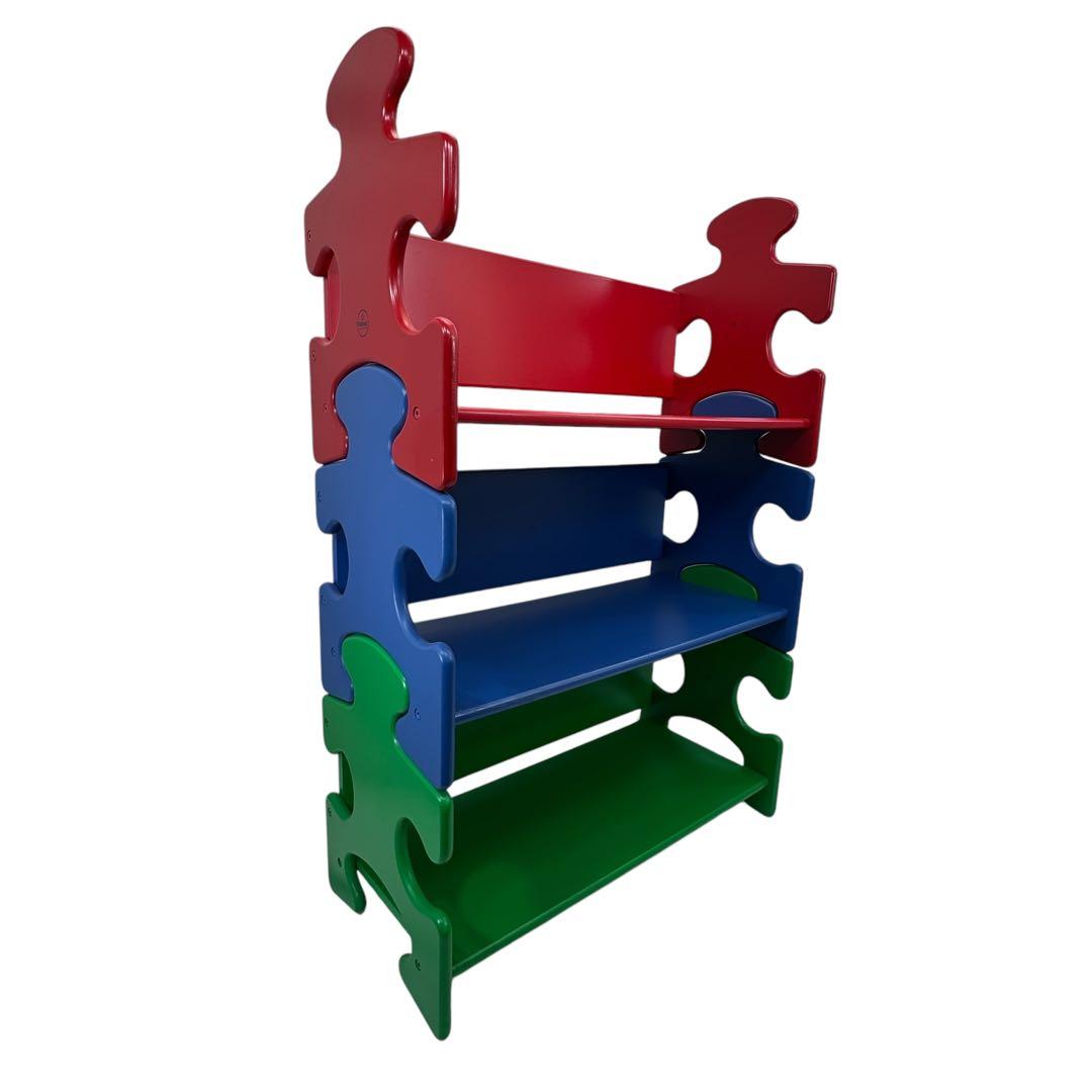 KidKraft 木製パズルピース本棚 3つの棚付き プライマリー