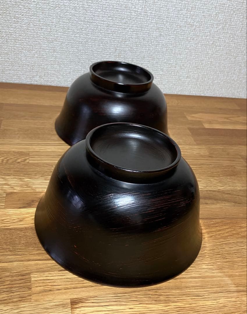 2個セット　漆器　山岸厚夫　5.5寸丼　曙　刷毛目　朱漆　黒漆　木合