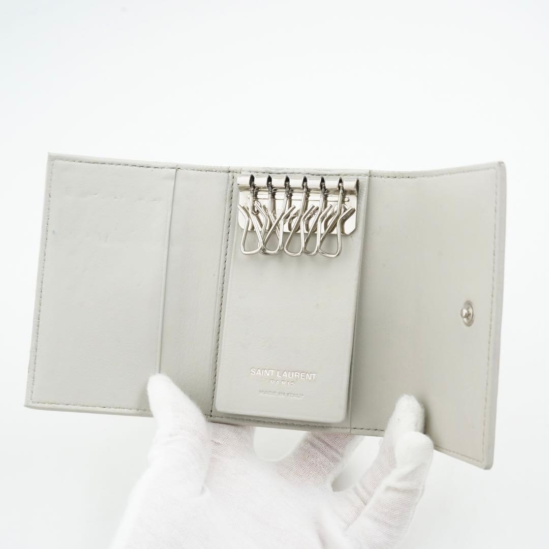 極美品✨箱付き　サンローラン　ysl キーケース　クロコ　カサンドラ　アイボリー