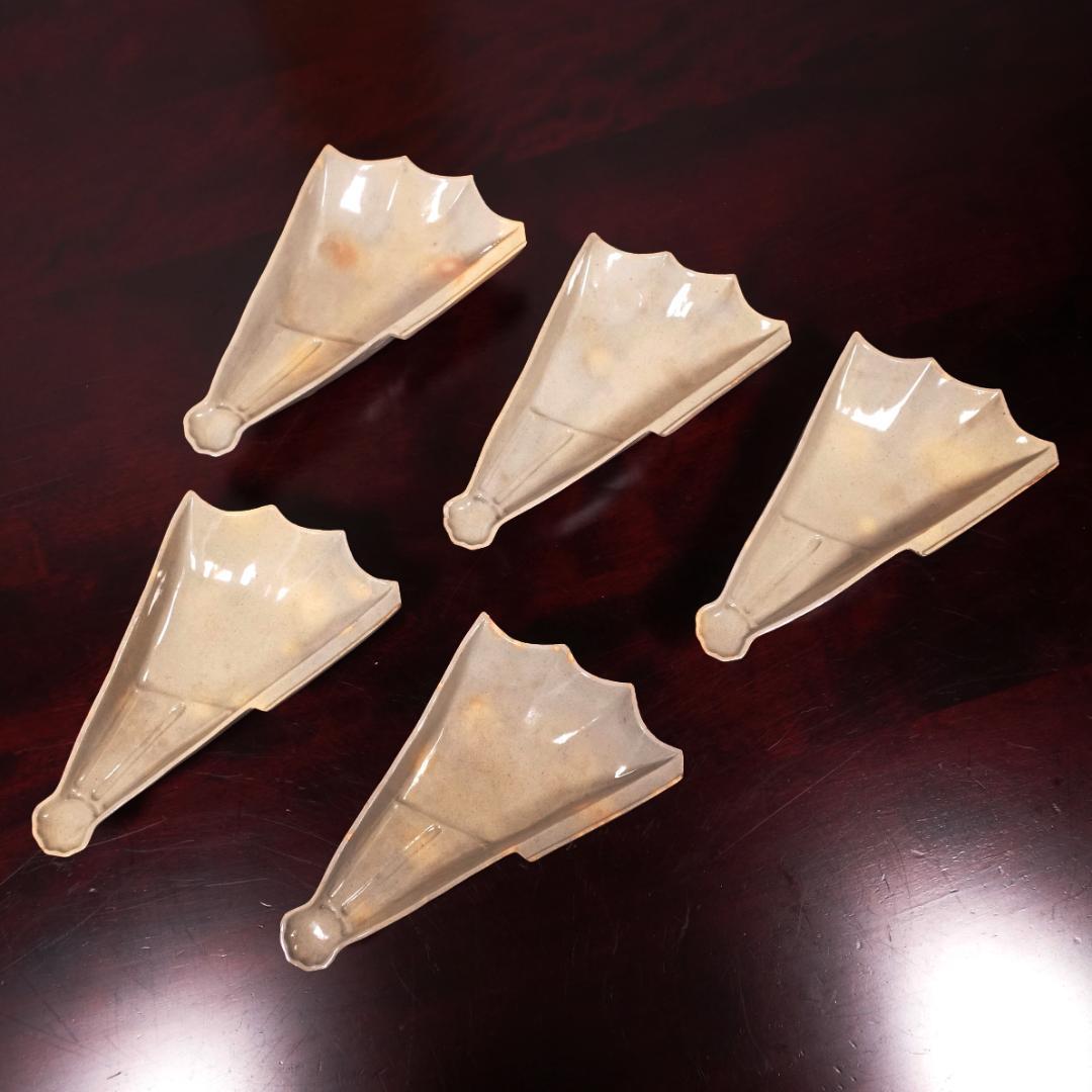 高級和食器 名工 坂田泥華 萩焼 扇面 向付 5客 共箱