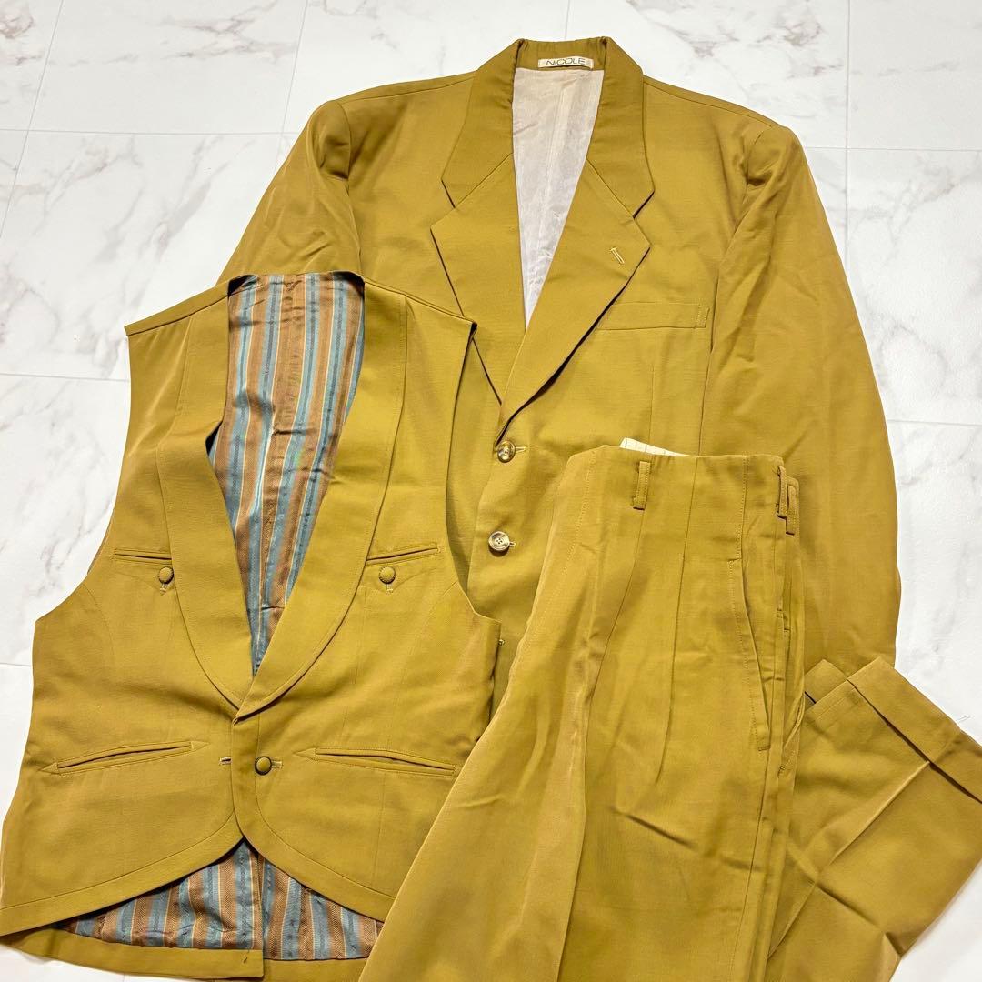80s 小林由紀雄期 ムッシュニコル 3ピース スーツ 上下 ヴィンテージ