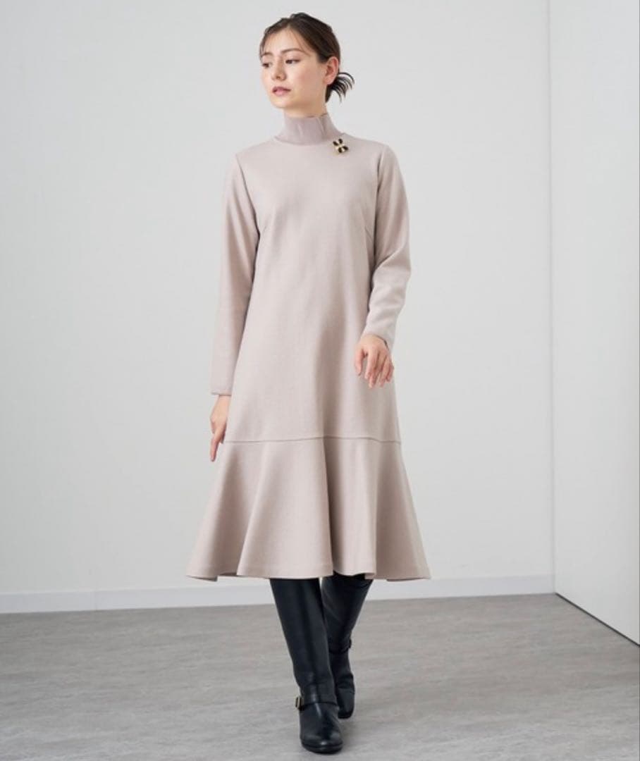 23AW♡ANAYI アナイ ウールジャージーヘムフレアワンピース 38