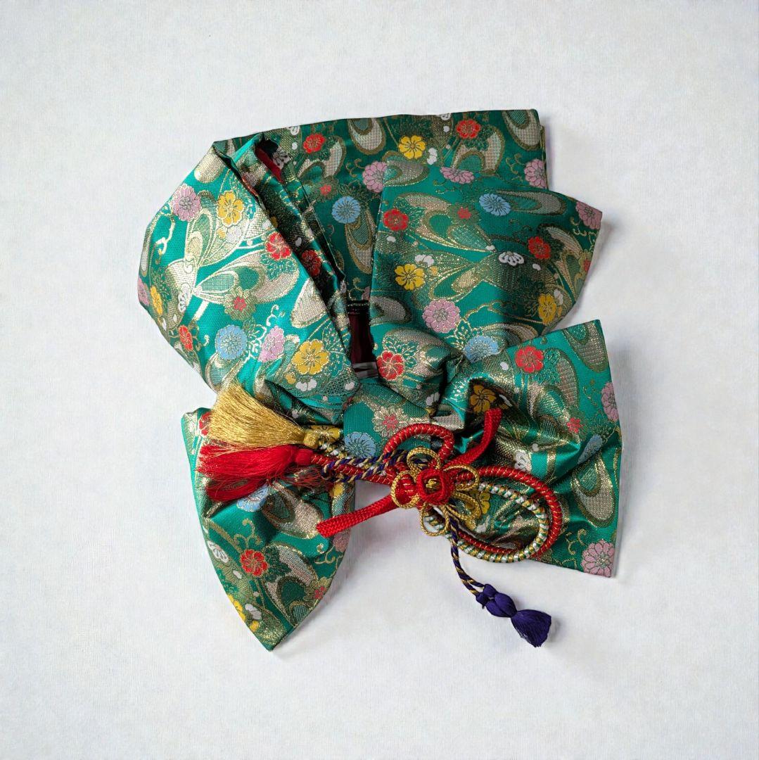 7歳　正絹絞り白ピンク鴛鴦　七五三　お着物・帯・筥迫セット