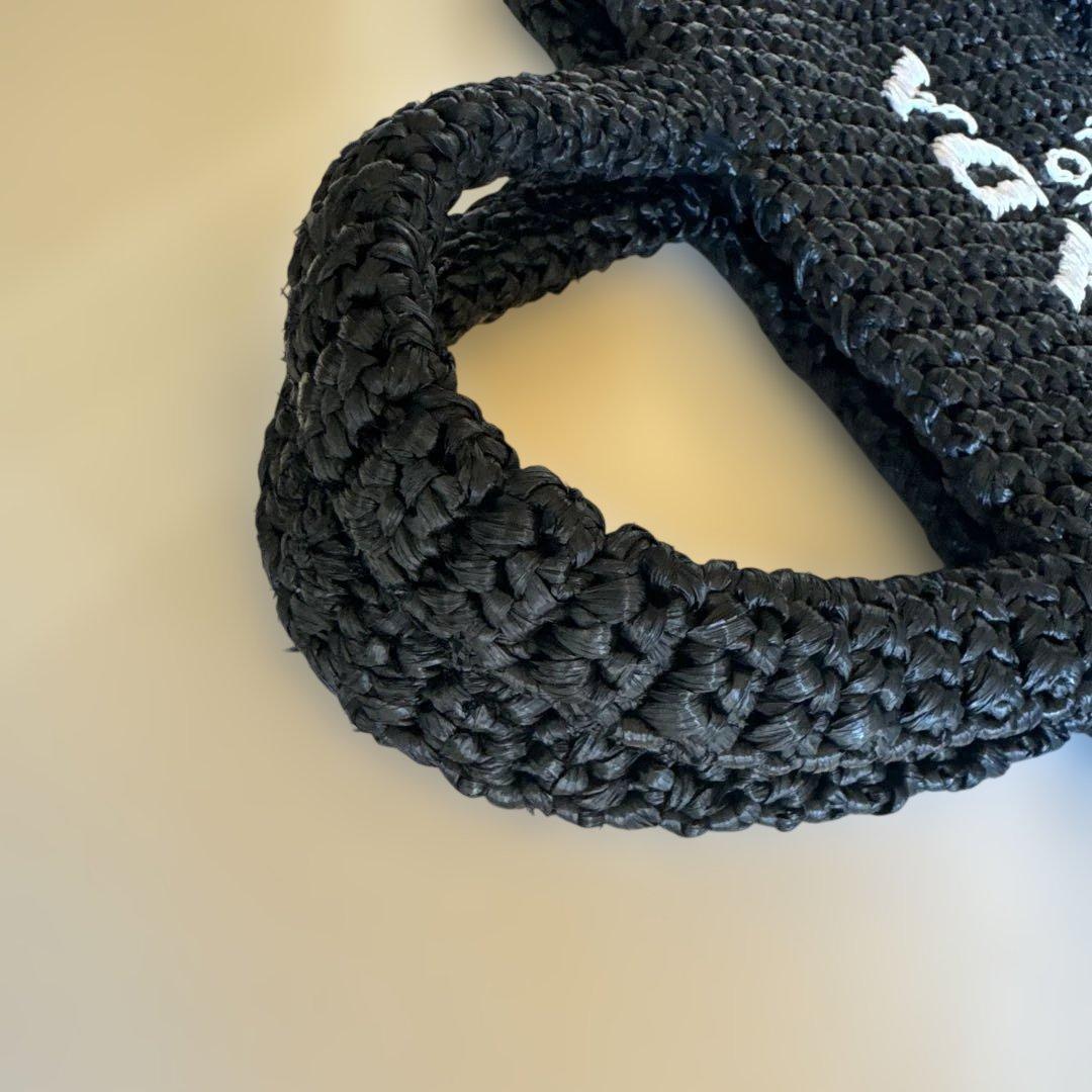 PRADA ブラック 編み込みトートバッグ スモール クロシェ トートバッグ