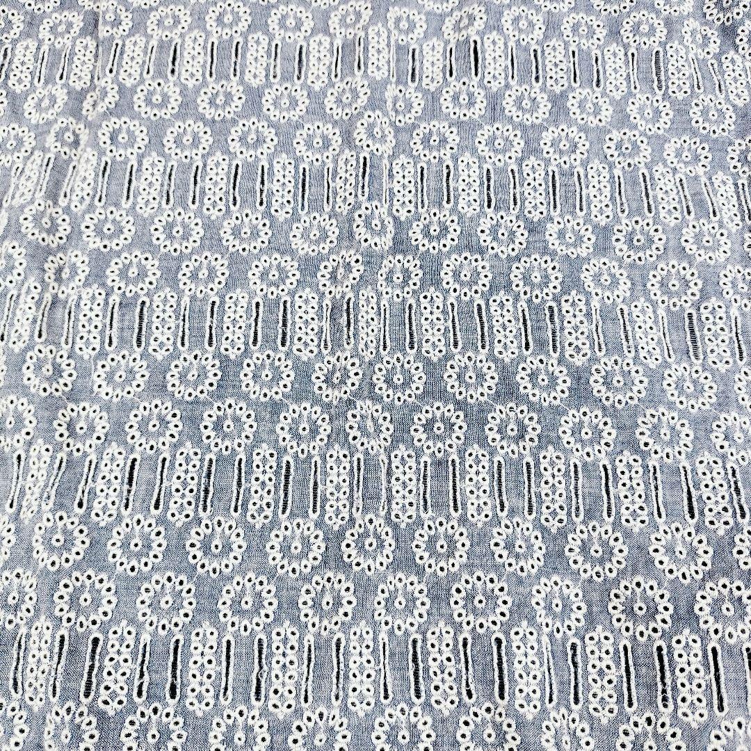 【タグ付き未使用】 45R カットワーク インディゴ染め 刺繍 カットソー M