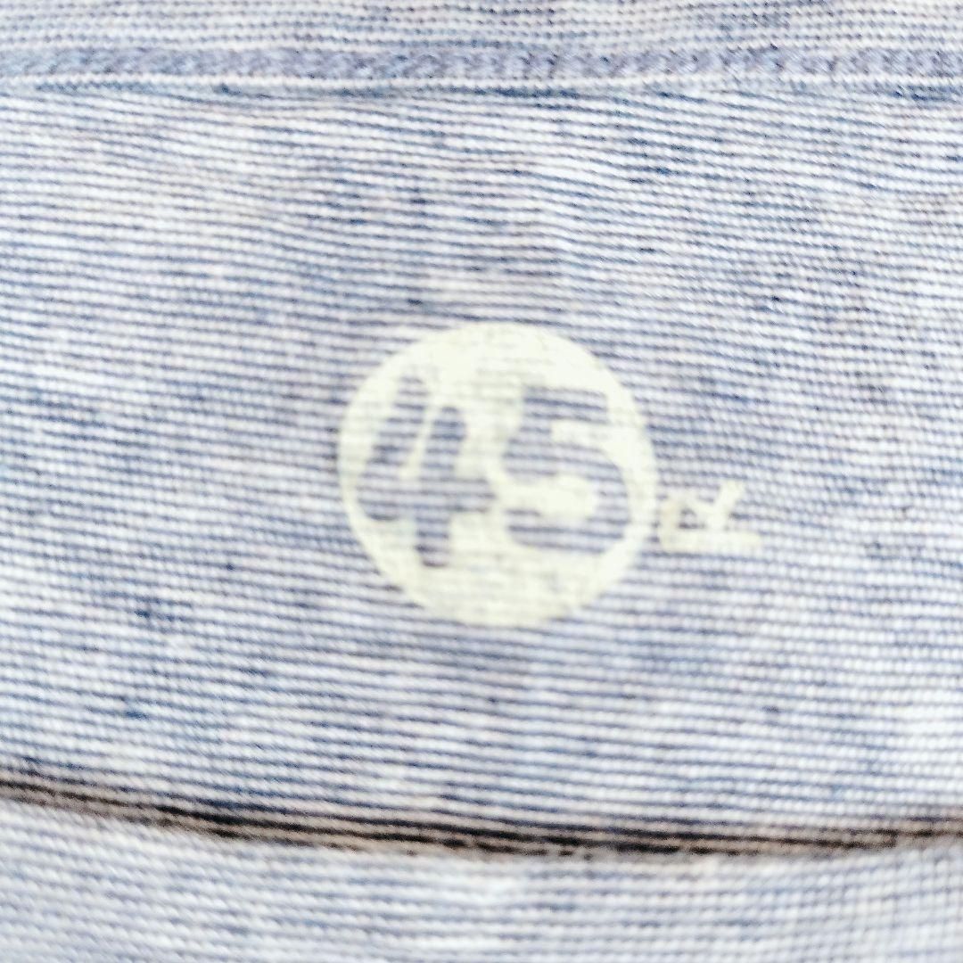 【タグ付き未使用】 45R カットワーク インディゴ染め 刺繍 カットソー M