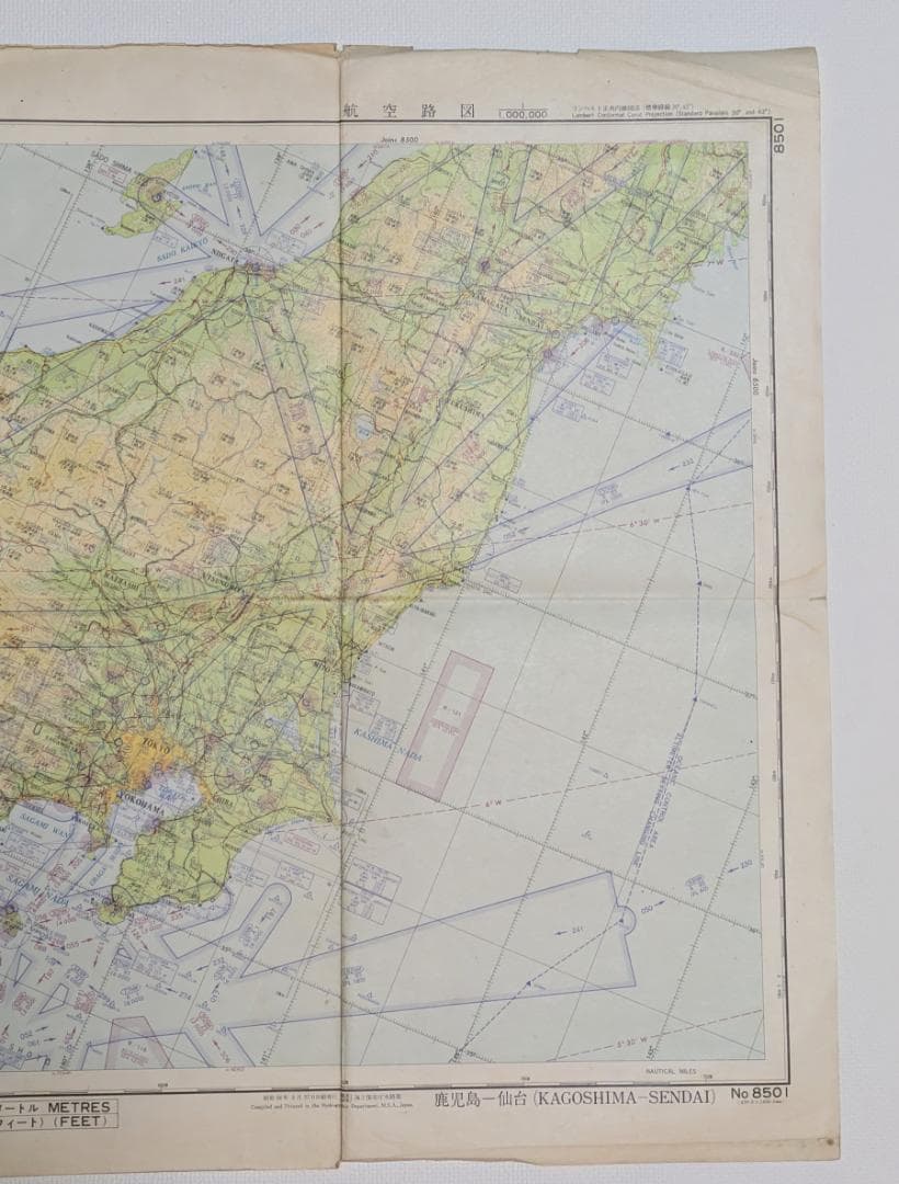 航空路図 日本中部（鹿児島-仙台）