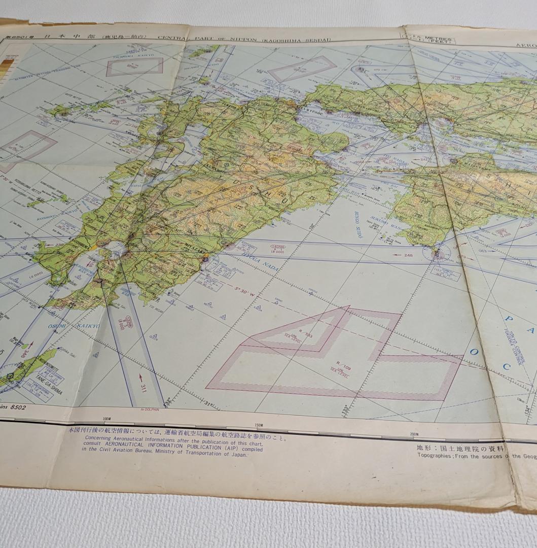 航空路図 日本中部（鹿児島-仙台）
