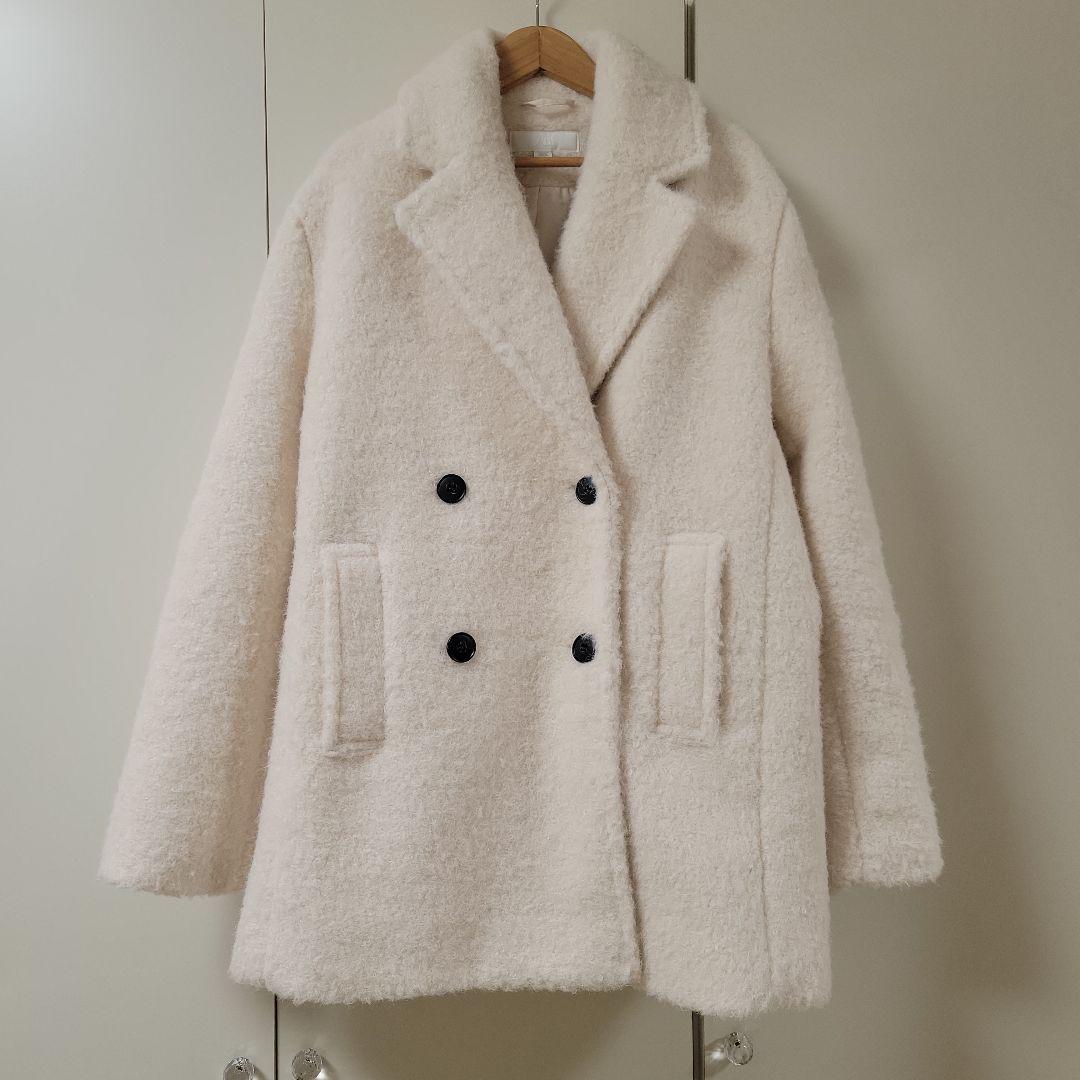 新品未使用 ブークレダブルブレストミディ丈コート ホワイト XS ZARA