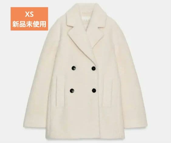 新品未使用 ブークレダブルブレストミディ丈コート ホワイト XS ZARA
