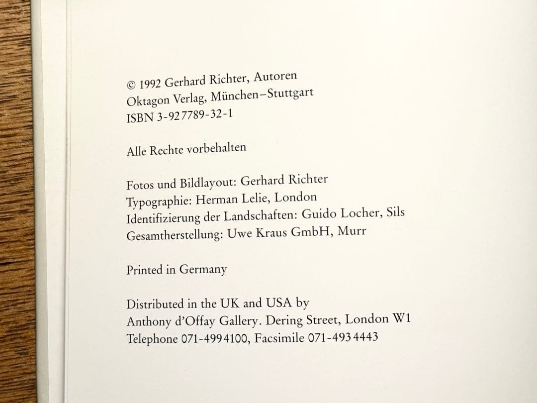 Gerhard Richter Sils　直筆サイン本