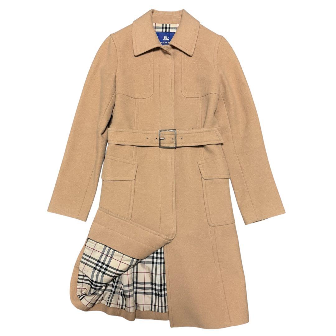 美品 BURBERRY BLUE LABEL アンゴラ混 コート キャメル 38