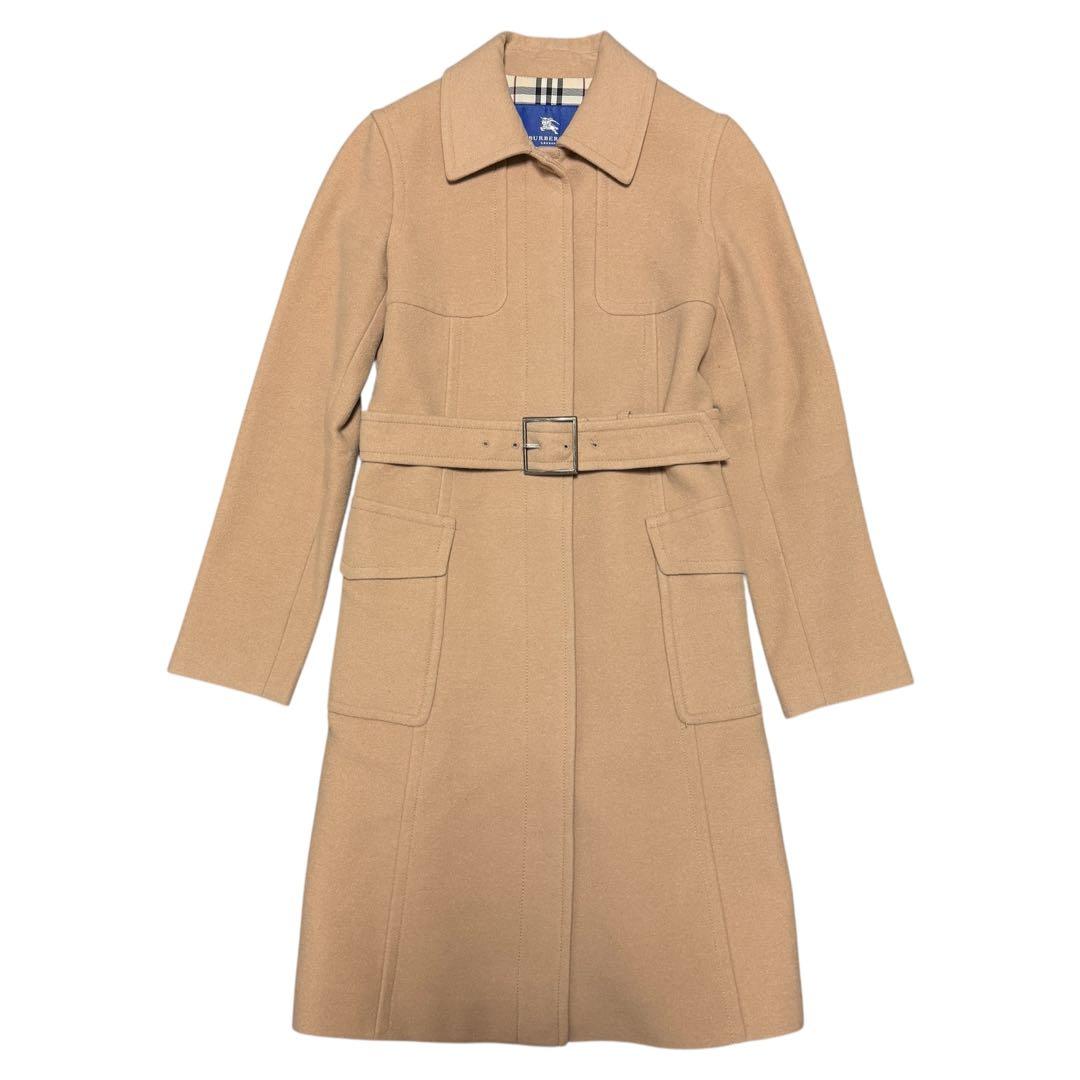 美品 BURBERRY BLUE LABEL アンゴラ混 コート キャメル 38