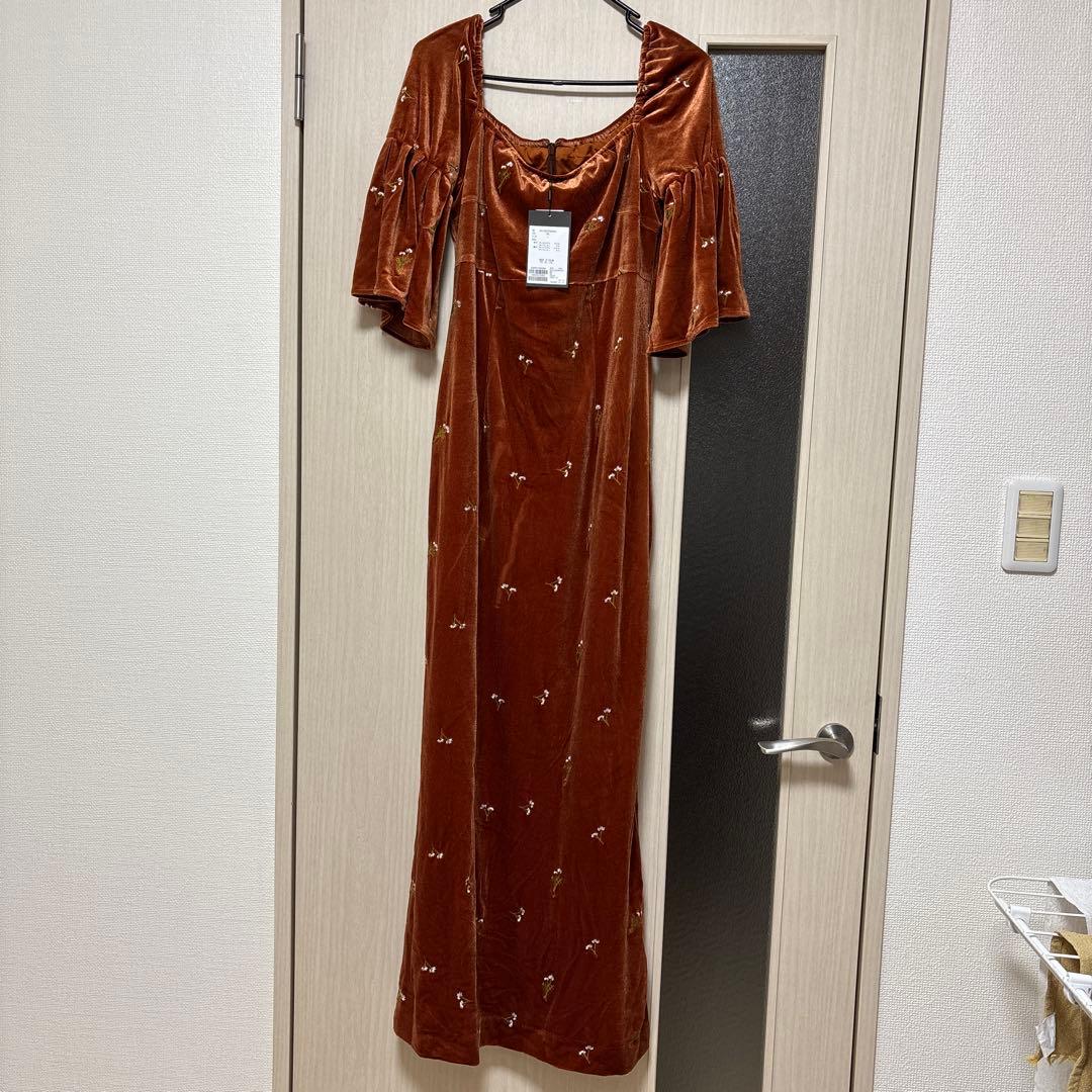 velour bell sleeve dress Kastane サイズ1