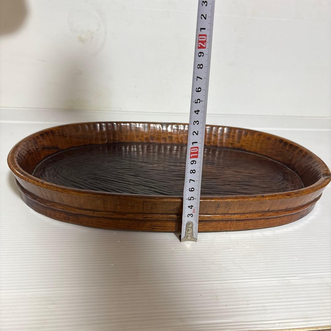 年代物、骨董品 煎茶盆/茶道具/木彫り