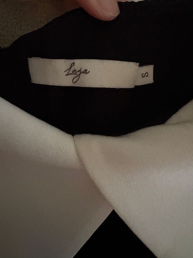 【LEJA】配色アシンメトリービッグカラーベロアマーメイドシルエットドレス