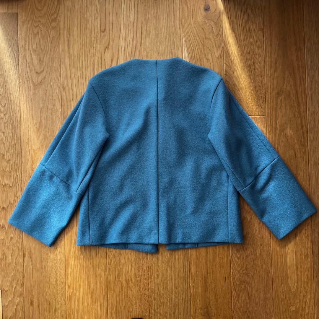 マックスマーラ　ウィークエンドライン　ノーカラージャケット　ウール　ブルー　上品
