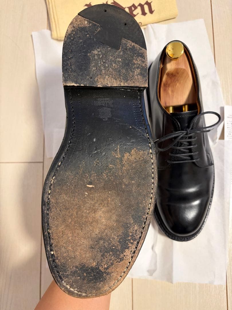 ALDEN: コードバン プレーントゥ　ブラック6.5