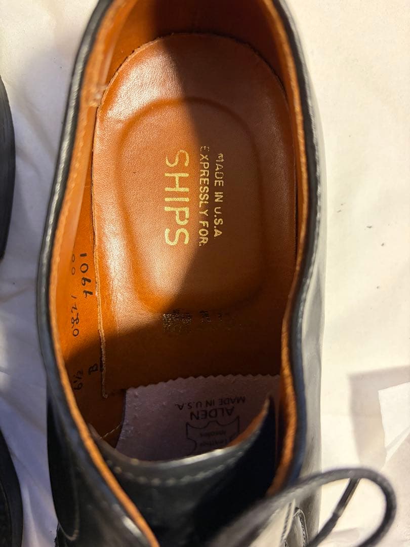 ALDEN: コードバン プレーントゥ　ブラック6.5