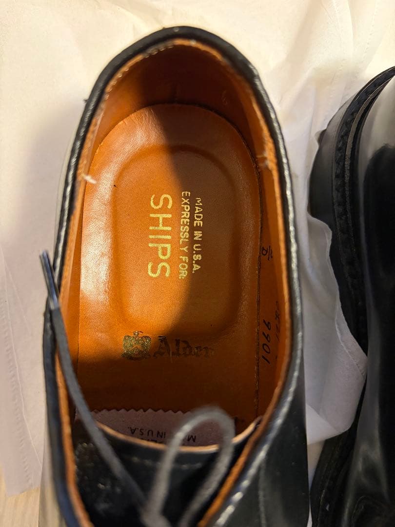 ALDEN: コードバン プレーントゥ　ブラック6.5