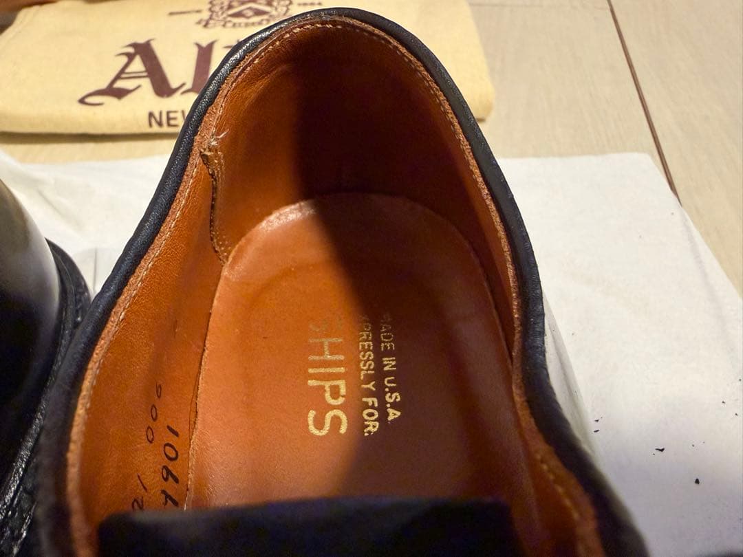 ALDEN: コードバン プレーントゥ　ブラック6.5