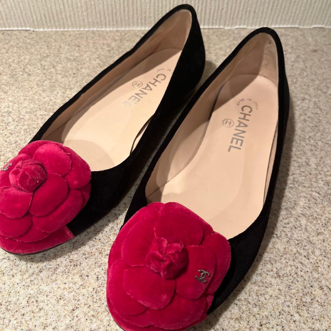 CHANEL フラットシューズ 黒 37.5