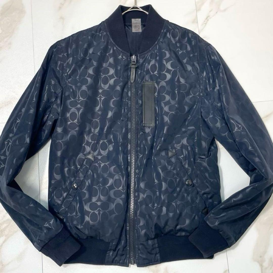 美品✨コーチ MA-1 ボンバージャケット リバーシブル シグネチャー 黒×紺