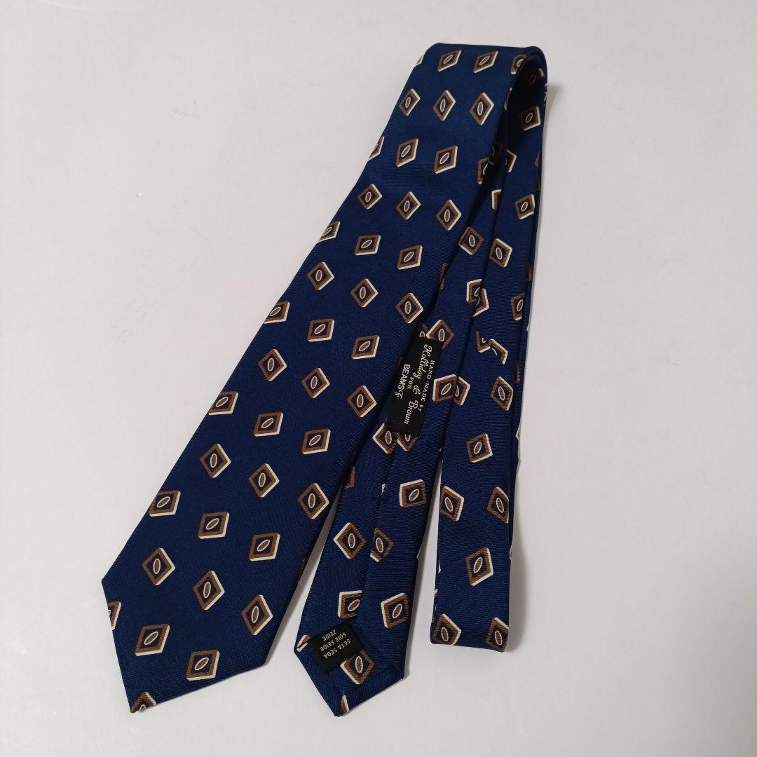 ビームスエフ別注ホリデー&ブラウン 小紋柄ネクタイ ブルー系 Italy製 美品