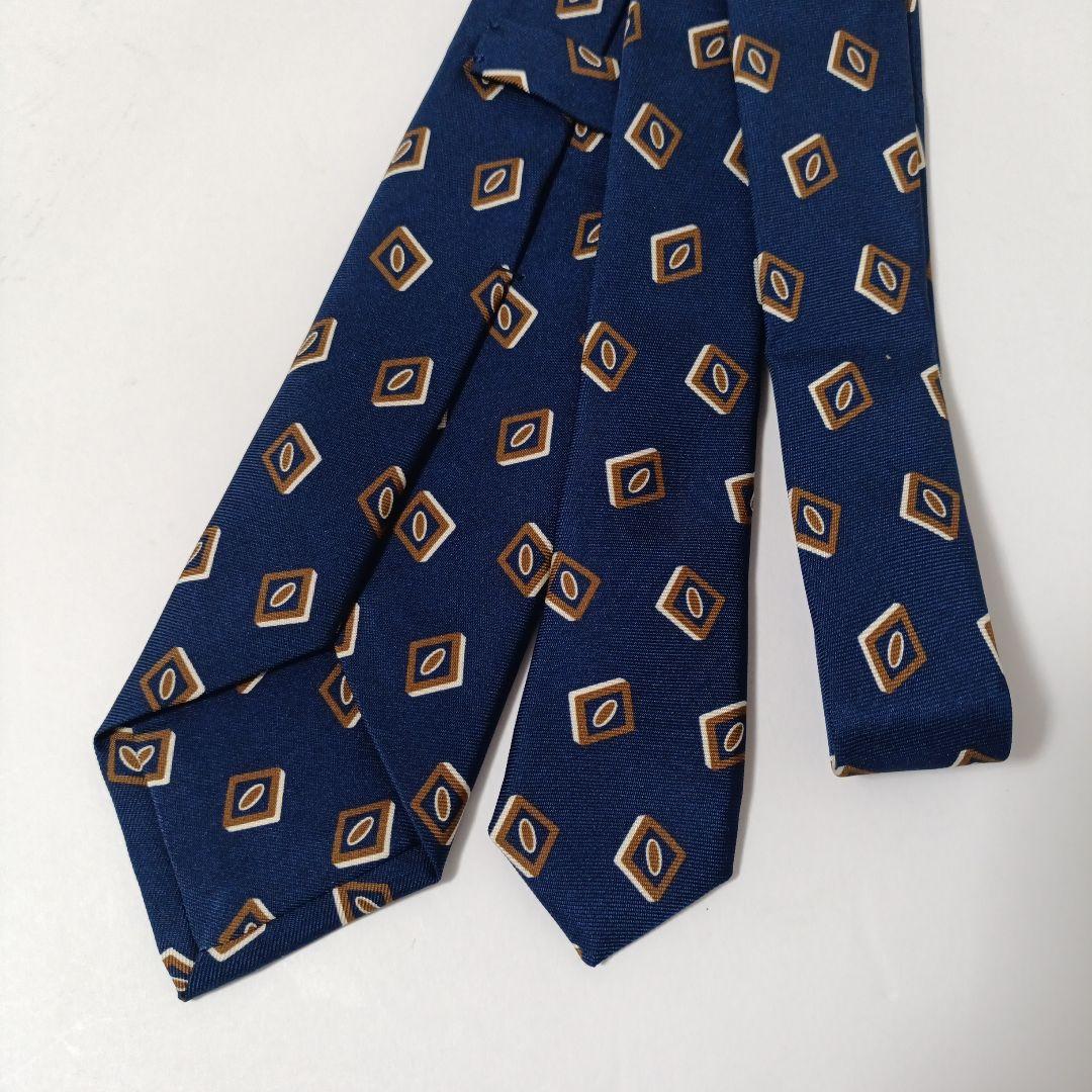 ビームスエフ別注ホリデー&ブラウン 小紋柄ネクタイ ブルー系 Italy製 美品