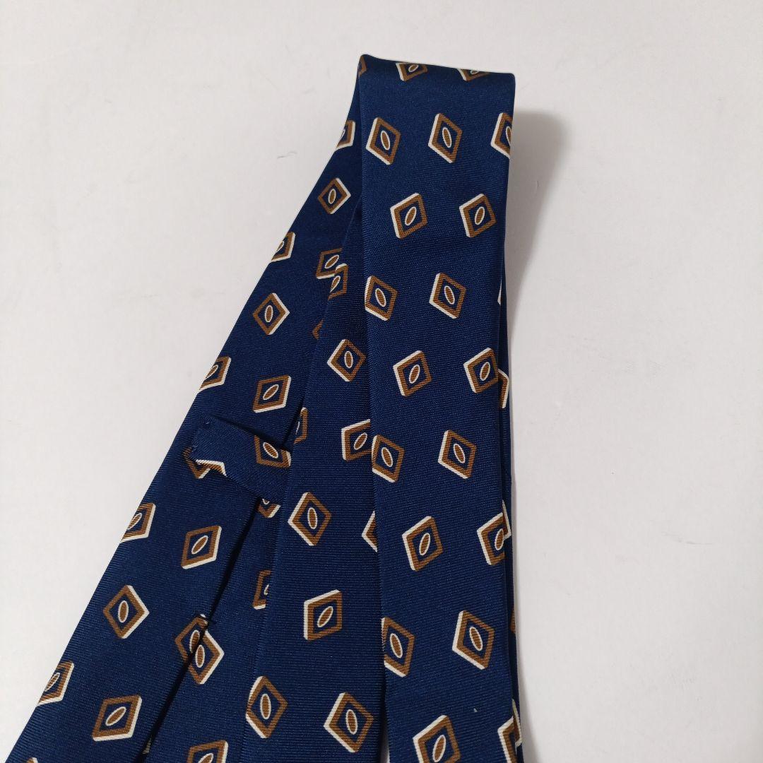 ビームスエフ別注ホリデー&ブラウン 小紋柄ネクタイ ブルー系 Italy製 美品