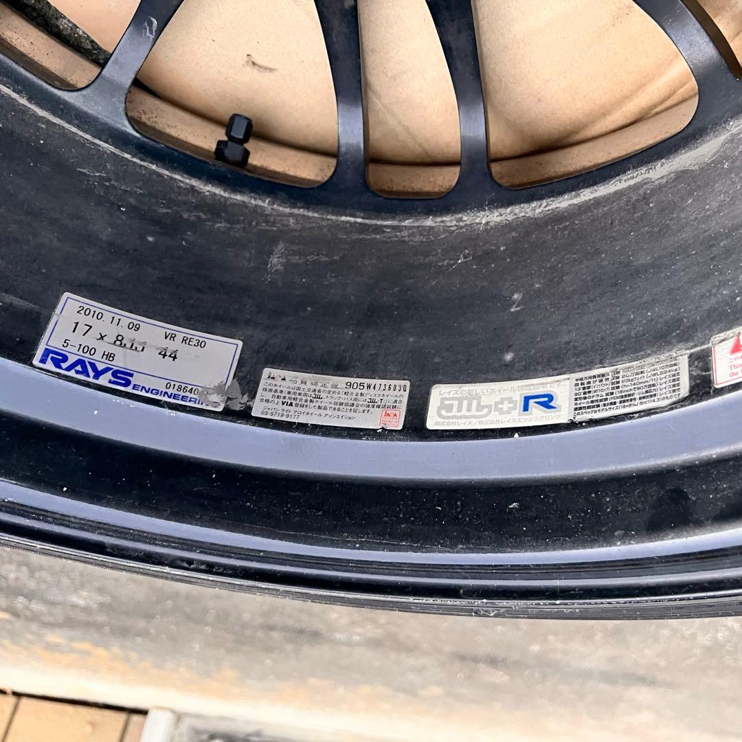 鍛造Rays VOLK RACING RE30 8J PCD100 スタッドレス