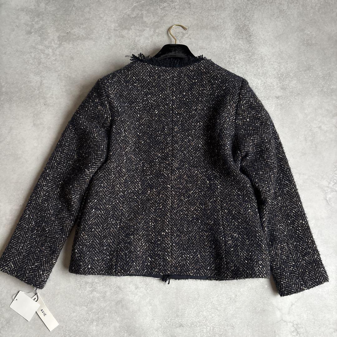 ✨タグ付・未使用品✨アビィAVIE ノーカラーツイードジャケット日本製　高級生地