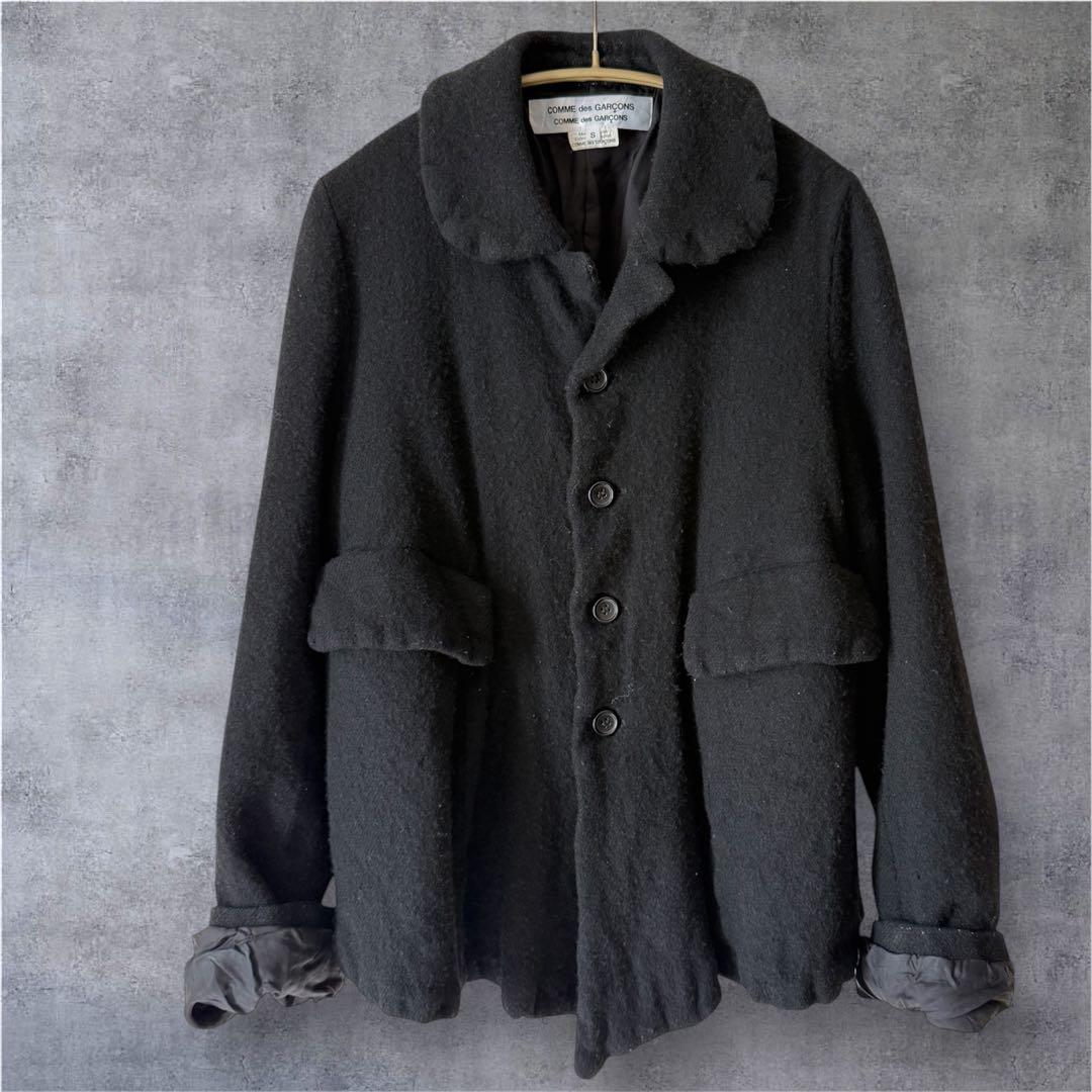 COMME des GARÇONS コムコム24AW丸衿縮絨ジャケット 黒S