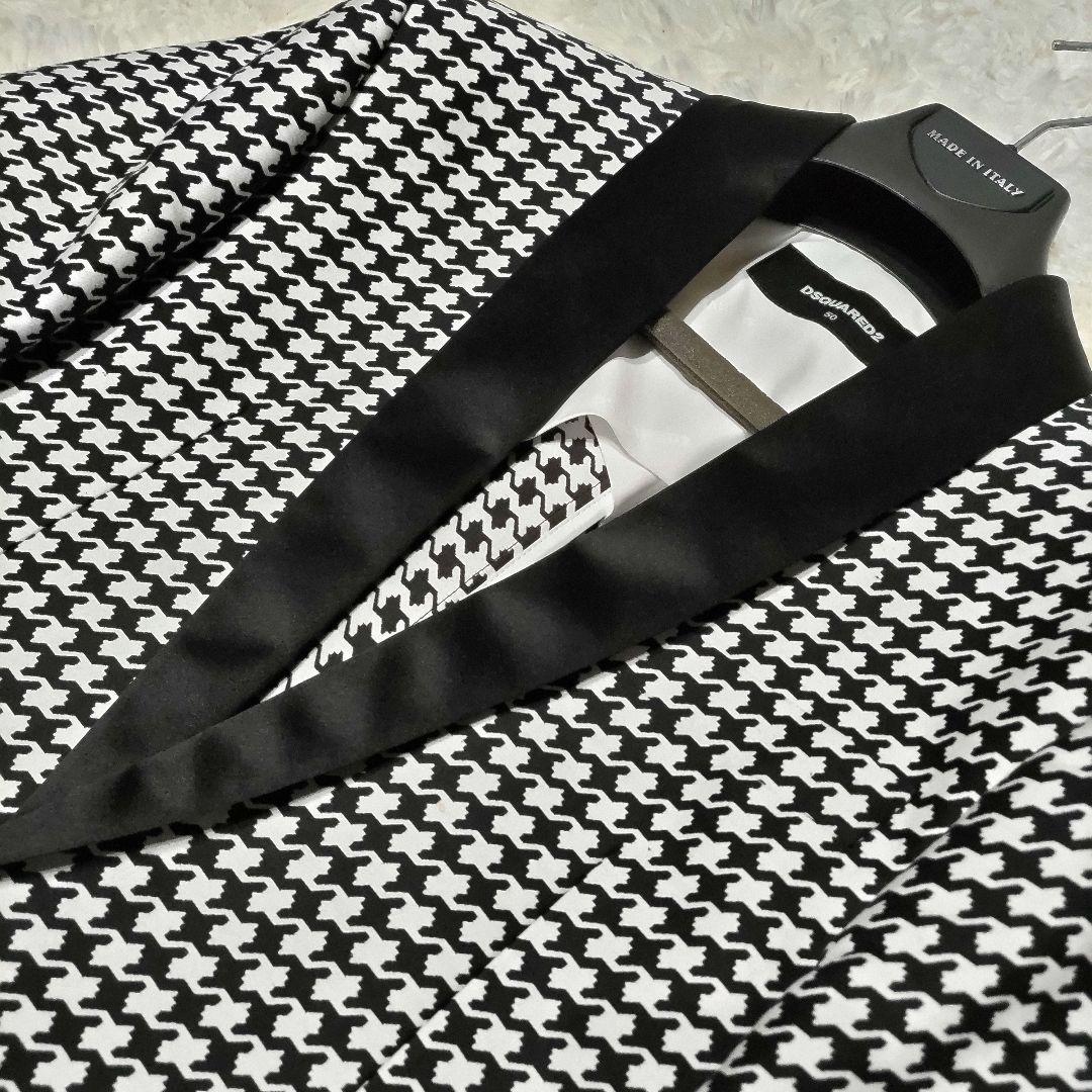 【極美品】 ディースクエアード タキシード セットアップ 千鳥柄 光沢 黒 50
