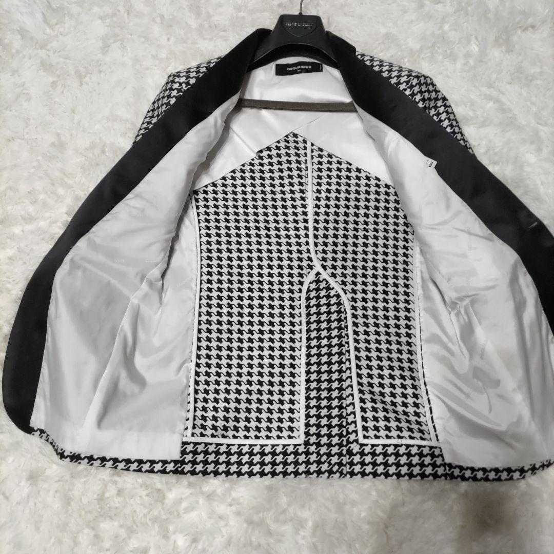 【極美品】 ディースクエアード タキシード セットアップ 千鳥柄 光沢 黒 50