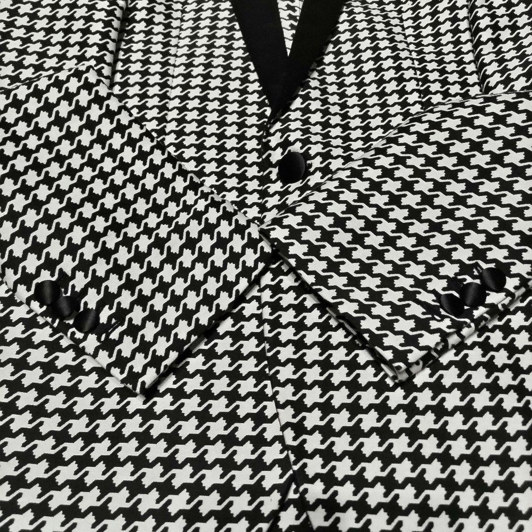 【極美品】 ディースクエアード タキシード セットアップ 千鳥柄 光沢 黒 50