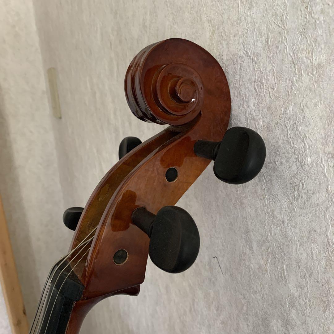 チェロ　木製　光沢仕上げ　ソフトケース付　松脂　弦楽器