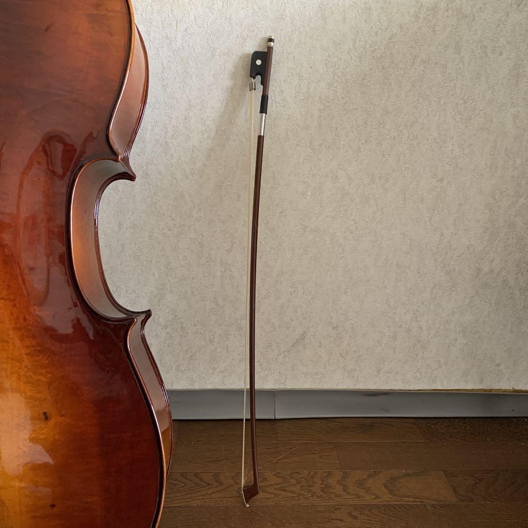 チェロ　木製　光沢仕上げ　ソフトケース付　松脂　弦楽器