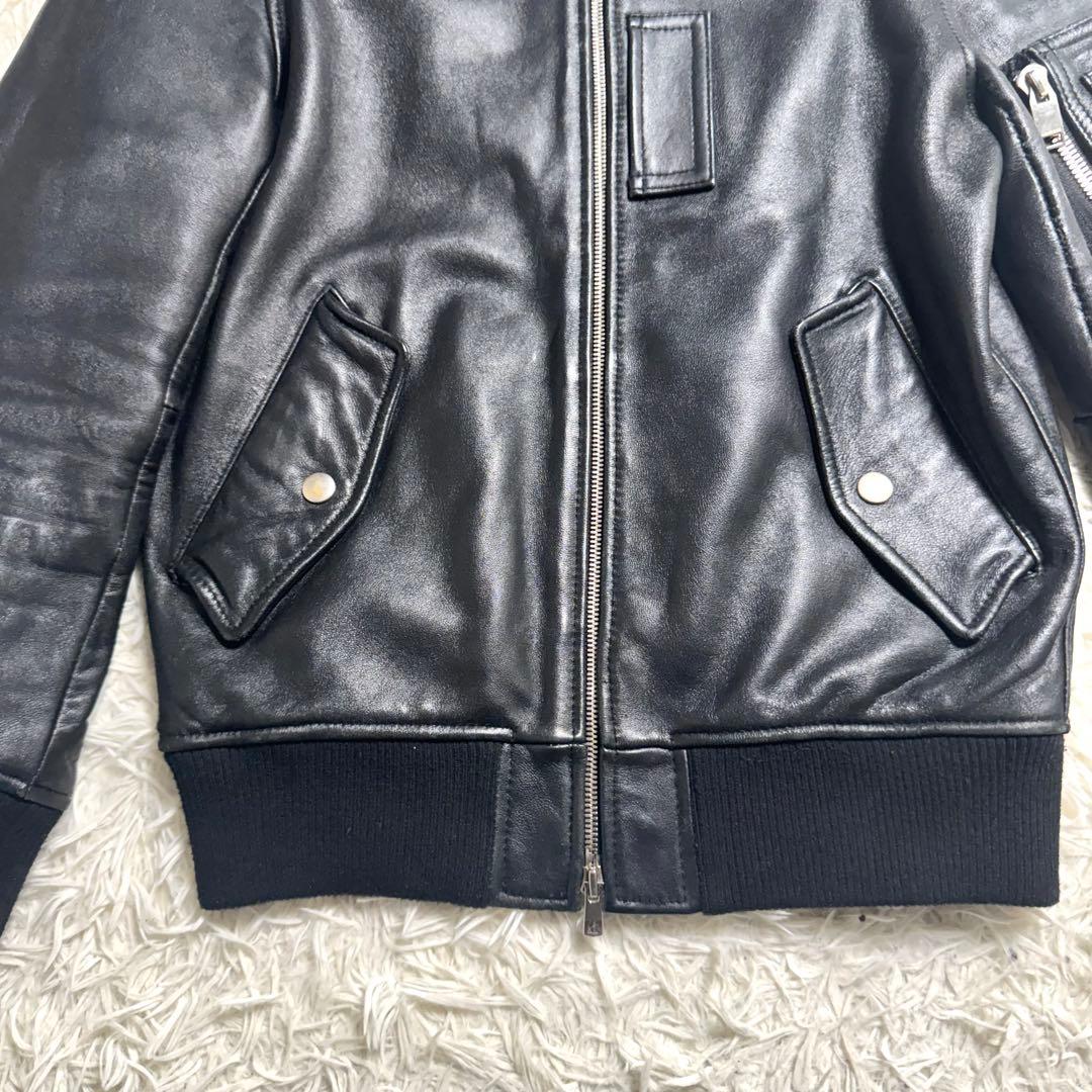 ジャックローズ　ラムレザー　MA-1 フライトジャケット　ブラック　黒　サイズ2