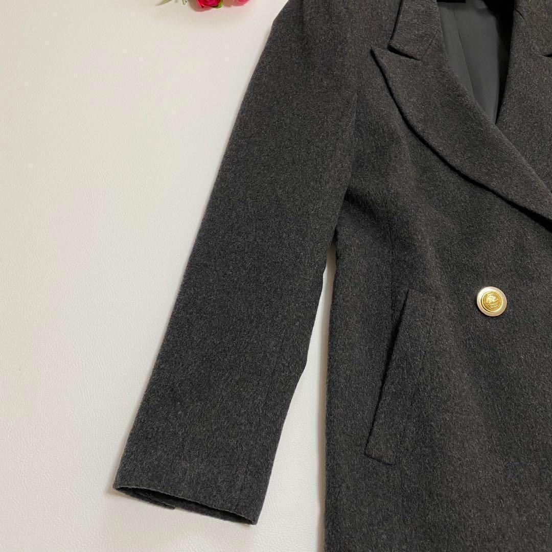 美品✨AKRIS 高級コート カシミア100% 金ボタン 大きいサイズXL