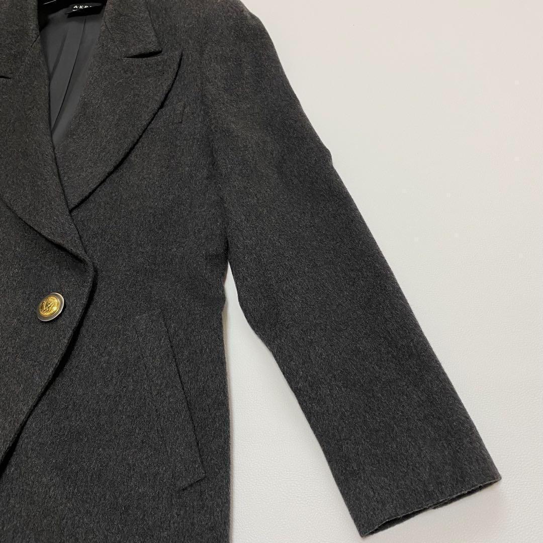 美品✨AKRIS 高級コート カシミア100% 金ボタン 大きいサイズXL