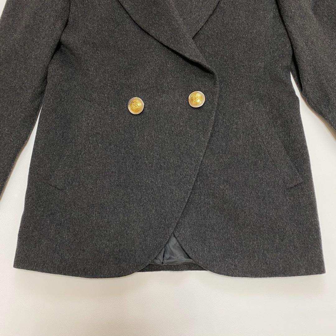 美品✨AKRIS 高級コート カシミア100% 金ボタン 大きいサイズXL