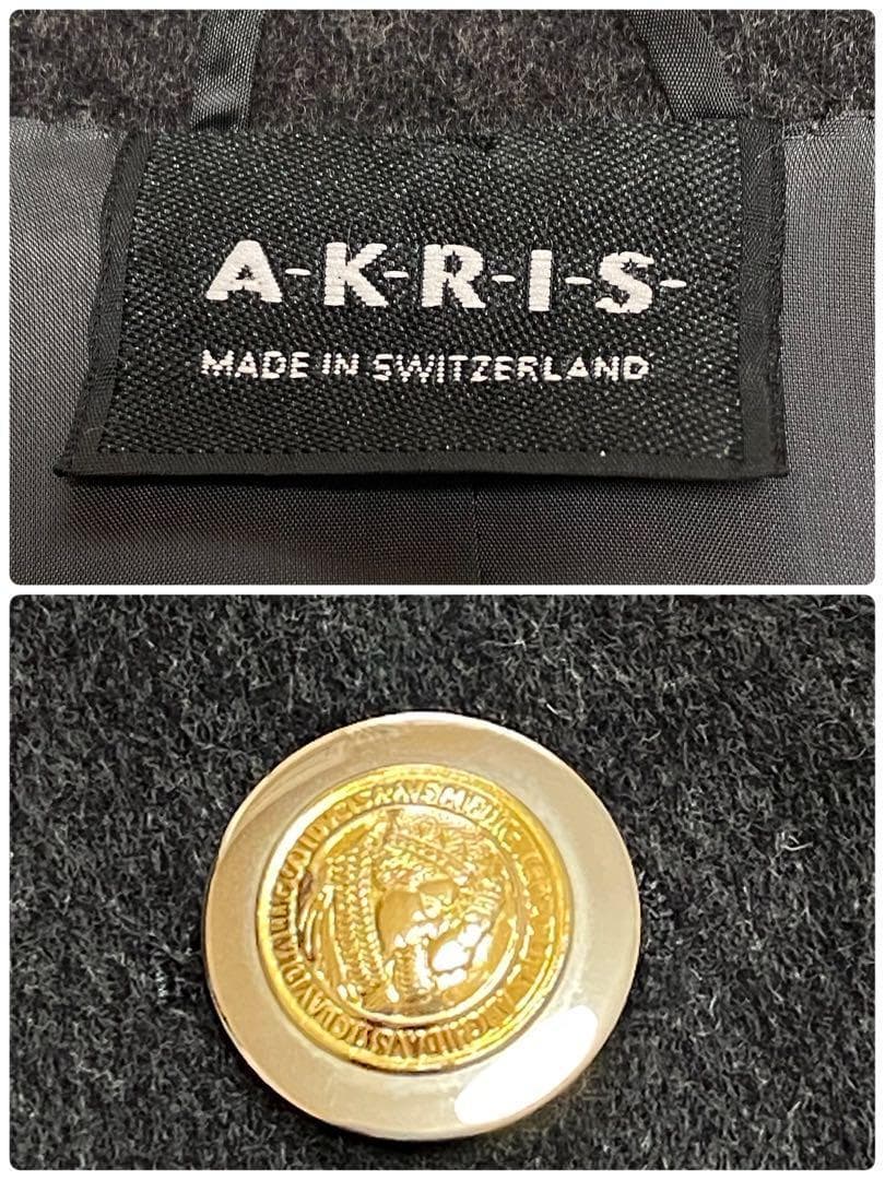 美品✨AKRIS 高級コート カシミア100% 金ボタン 大きいサイズXL