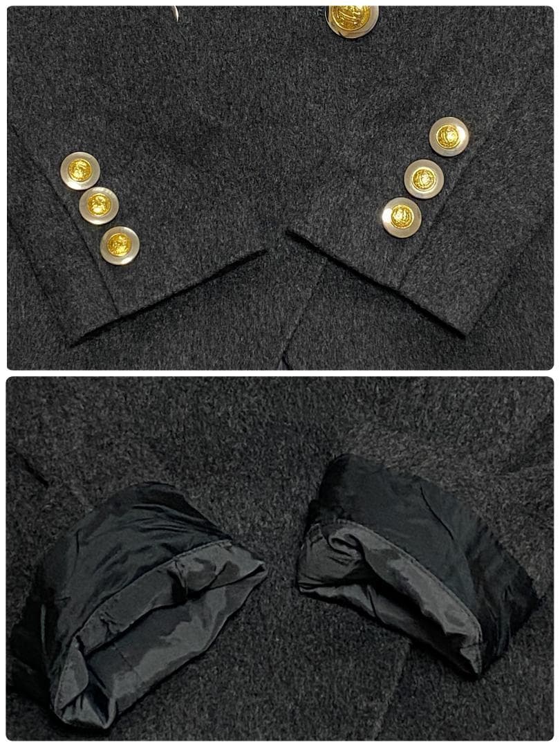 美品✨AKRIS 高級コート カシミア100% 金ボタン 大きいサイズXL