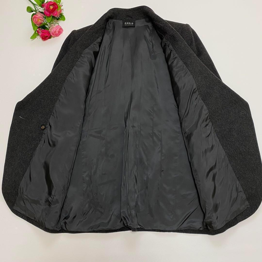 美品✨AKRIS 高級コート カシミア100% 金ボタン 大きいサイズXL