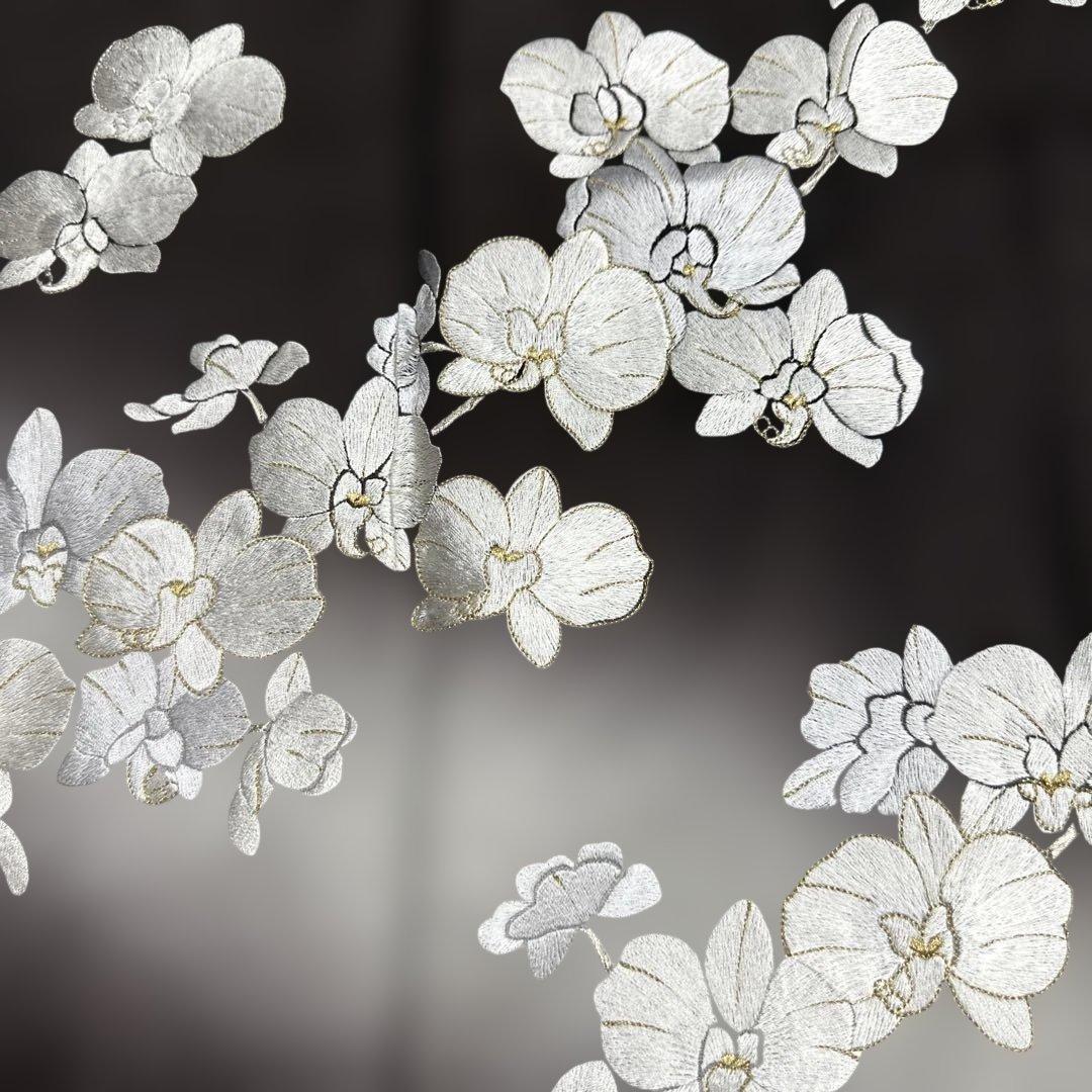 総刺繍 胡蝶蘭 こげ茶 訪問着