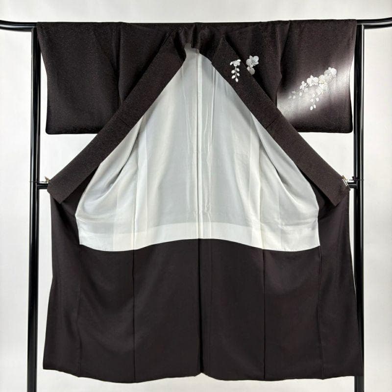 総刺繍 胡蝶蘭 こげ茶 訪問着